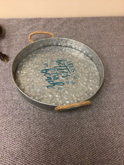 Round Life Is Better At The Beach Metal Tray