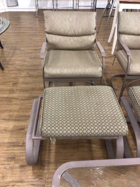 Fabric & Metal Outdoor Chair & Ottoman