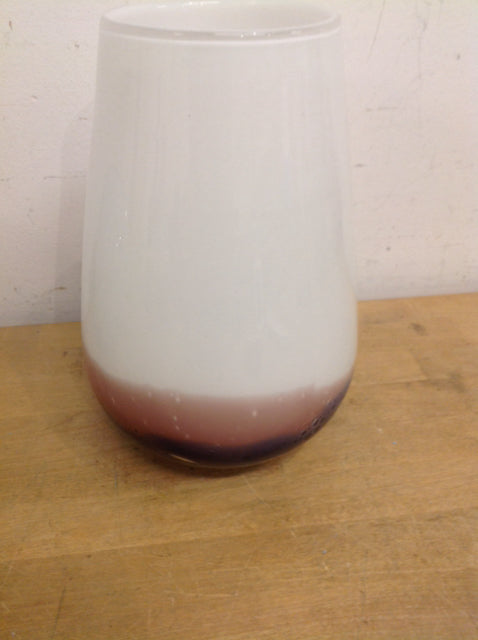 Vase- 11" White Plum Glass