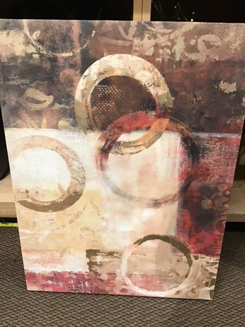 32"x24" Abstract Beige Red Brown Print