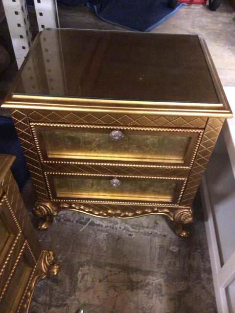 Gold 2 Drawer Nightstand
