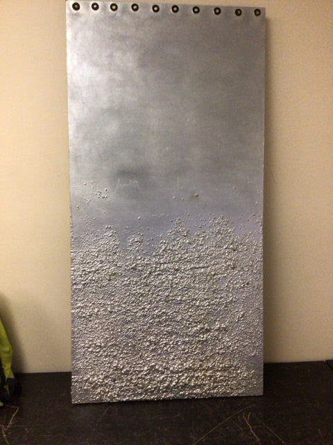 24" X 48" Silver Textured Mixed Media On Board