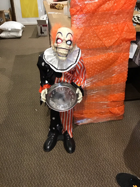 38" Talking Spooky Clown w/Treat Dish