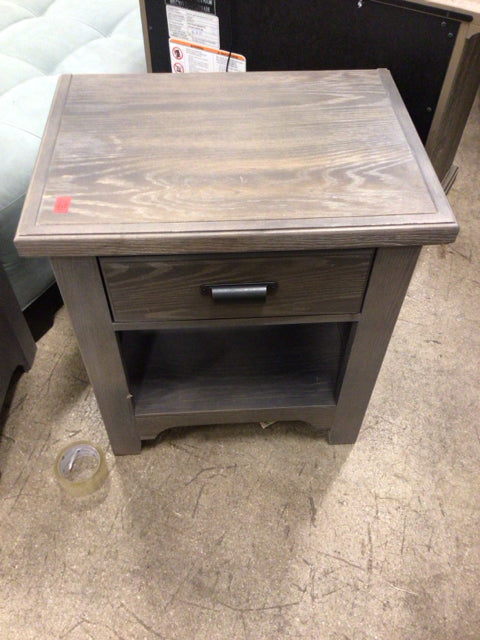 AS-IS 22 1/2" X 16" Bassett Grey One Drawer Wood Nightstand