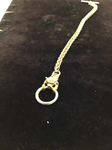 Gold Link Bracelet w/Crystal Cougar