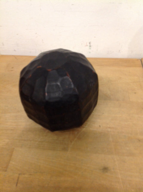 5" Black Wood Carved Ball