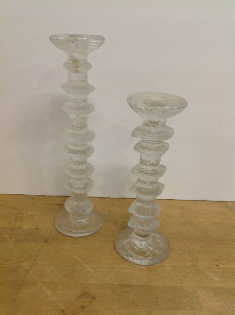 12.5",9.5" Graduated Crystal Candle Stick Holders