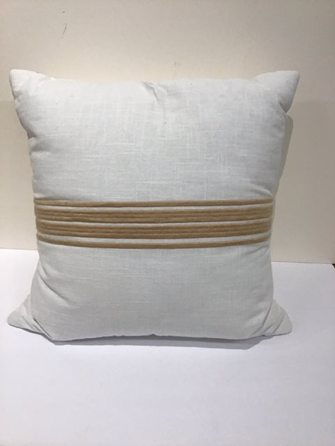White Pillow w/Tan Stitched Stripes