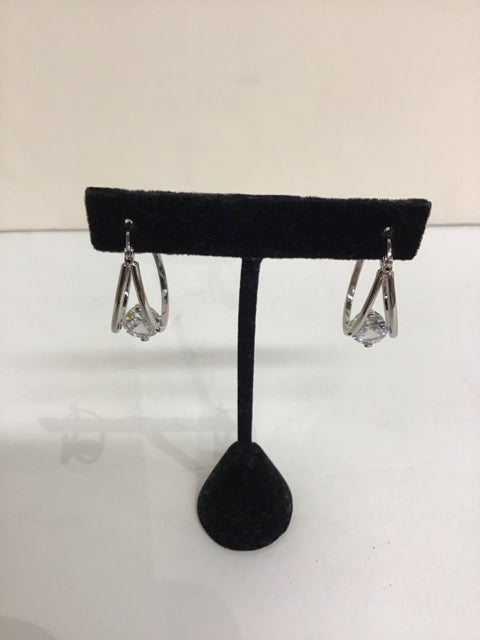 Dior Style Silver Floating Diamonds Earrings