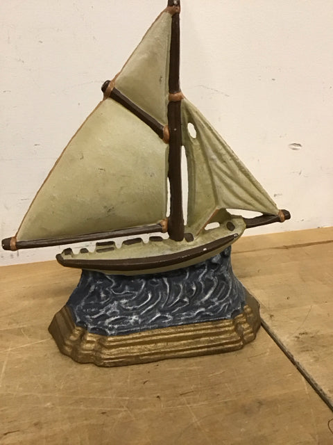 9" Cast Iron Sailboat Doorstopper