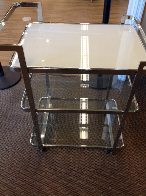 Bar Cart- Chrome & Glass 3 Tier