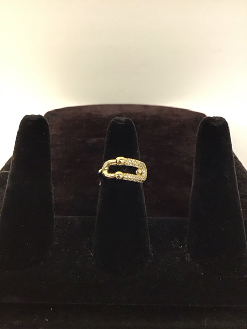 Tiffany Style Gold w/Pave Paperclip Ring