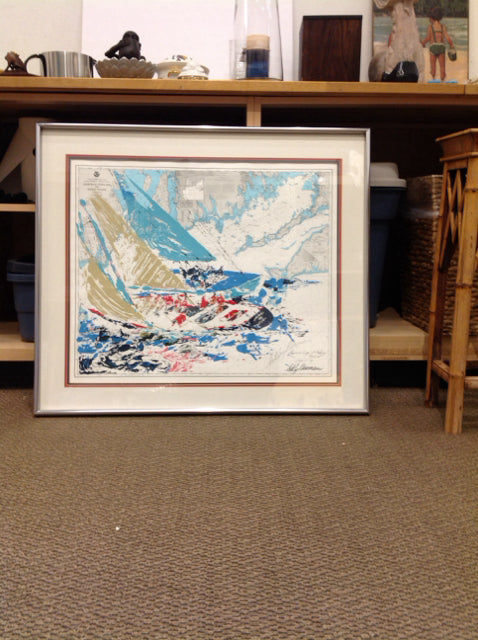 36x31 Framed Signed Leroy Neiman "America's Cup"