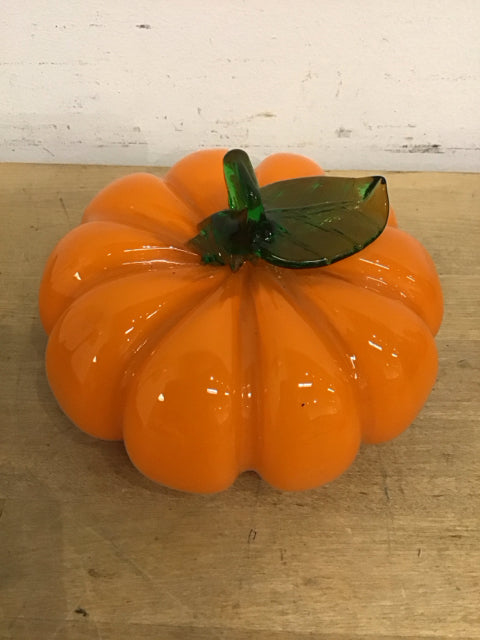 6.5" Orange Art Glass Pumpkin
