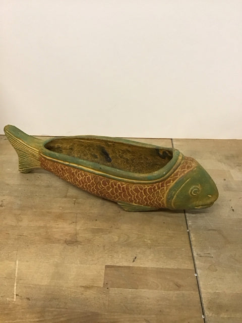 18" Painted Terracotta Carp Planter