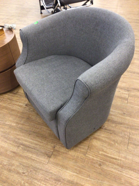 Pottery Barn Custom Upholstered Grey Swivel Chair
