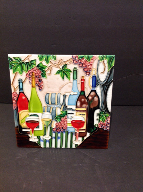 8" Sq Wine Tile w/Stand