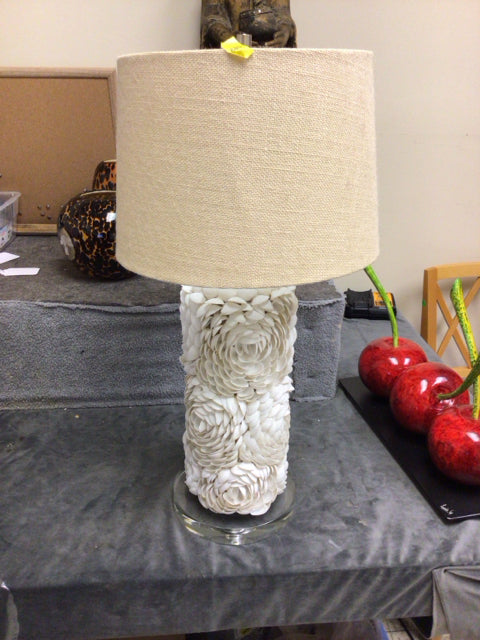 26" Shell Flower Table Lamp On Acrylic Base W/Shade