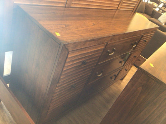 As-Is Wood Slat Nine Drawer Dresser
