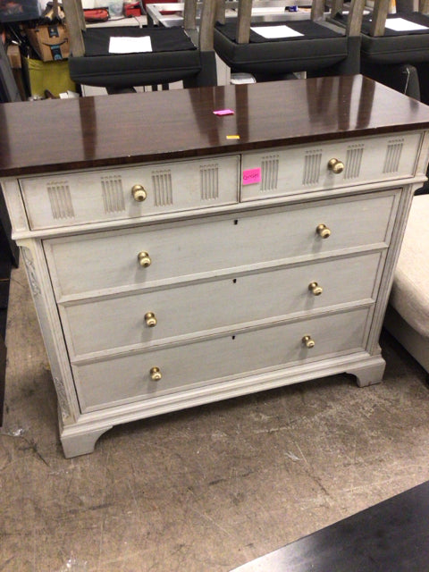 AS-IS Stanley Grey Five Drawer Chest(Top Scratches)