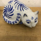 7" L Blue & White Cat Figurine