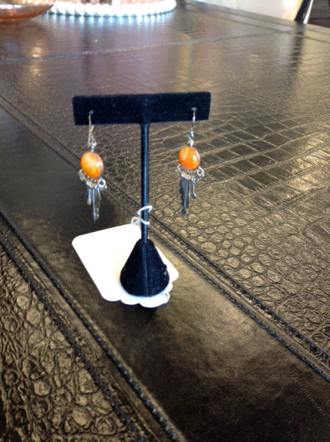 Orange Stone Dangling Earrings