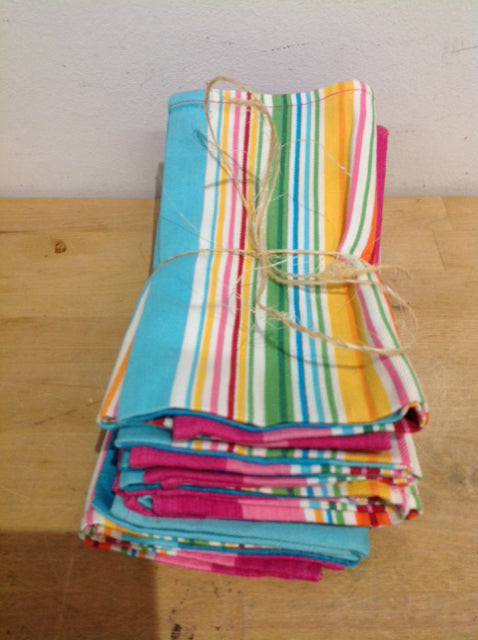 Napkins- Set Of 9 Multi Color Stripes