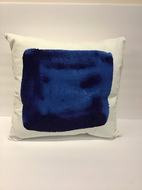 White Pillow w/Blue Square