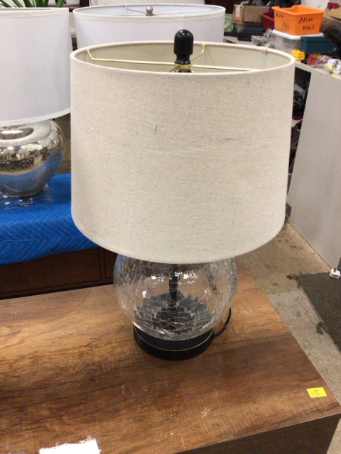 Crackle Sphere Table Lamp W/Shade