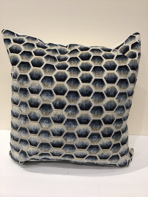 Blue/White Beige Honeycomb Chenille Pillow