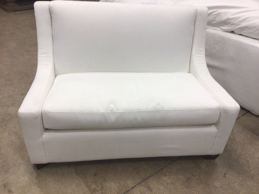 White Fabric Slope Arm Sleeper Chair