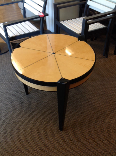 26" Custom Round Wood Veneer w/Black Lacquer Legs