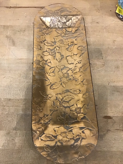 18"x6" Gold Floral Serving Tray