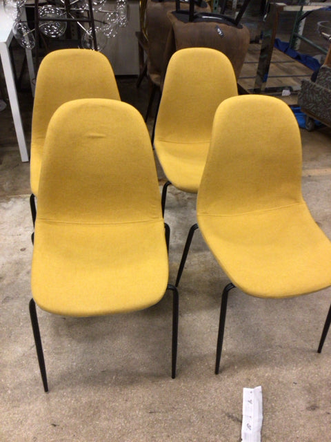 4 Mustard Yellow Dining Chairs