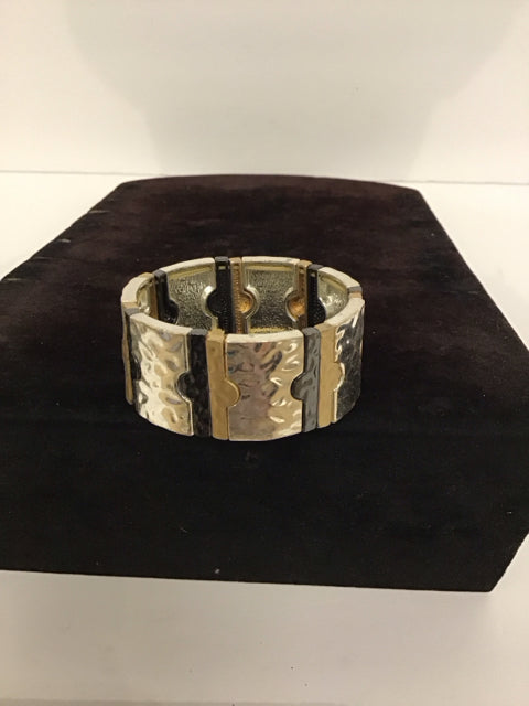 Gold/Silver Black Stretch Bracelet