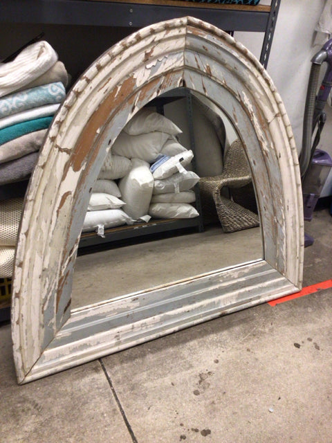 Triangle Distreesed Wood Framed Mirror