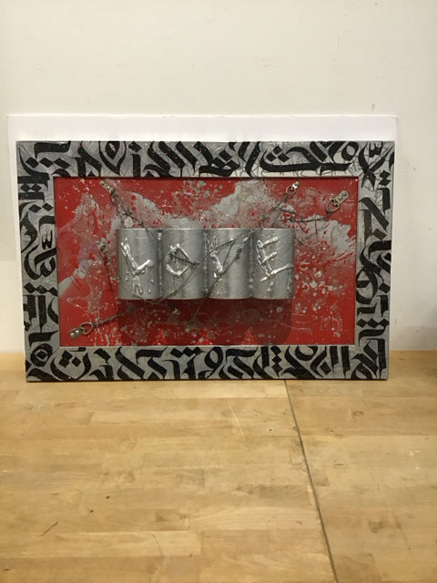 18.5x28.5" Arte Fresko "Love" Mixed Media on Wood