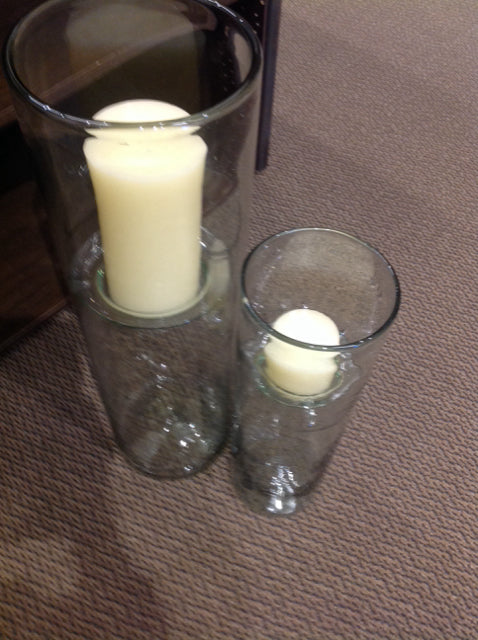 Candle Holders- Set Of 2 Glass W Candles