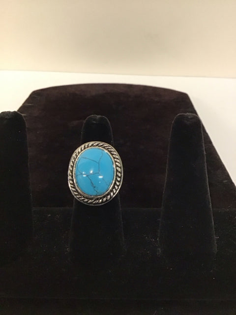 Silver Ring w/Oval Turquoise Stone