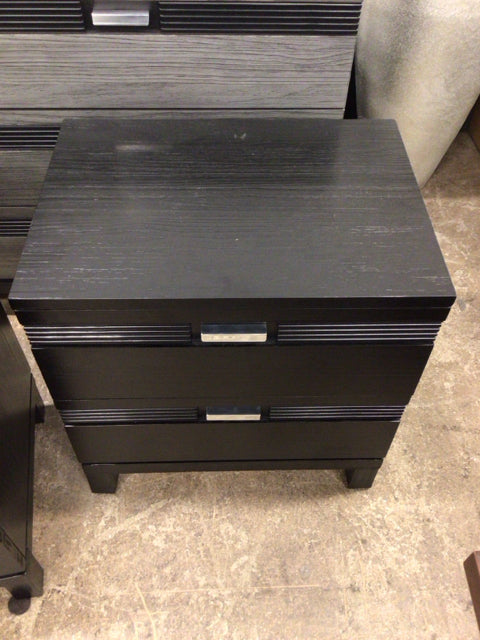 RTG Black Two Drawer Nightstand