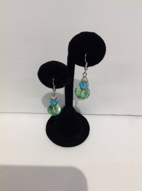 Blue/Green Dangling Bead Earrings