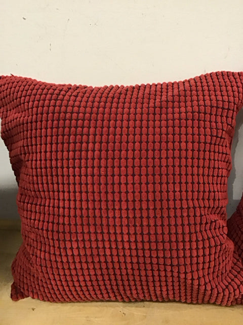 20" Brick Red Pebbled Chenille Pillow Down Filled