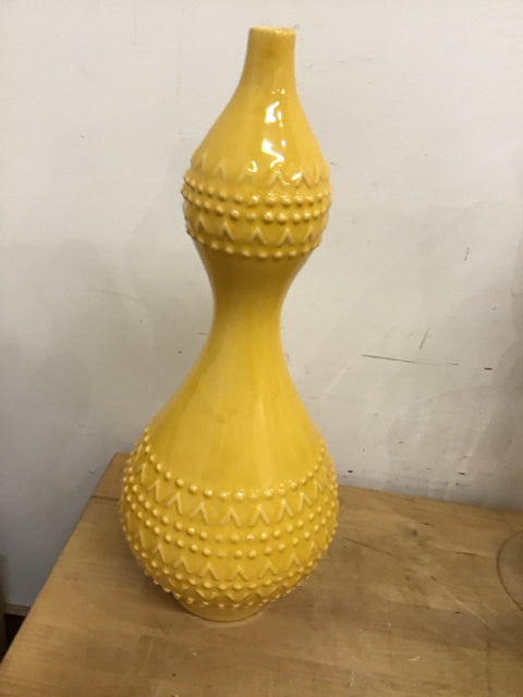 20" Yellow Patterned Bud Vase
