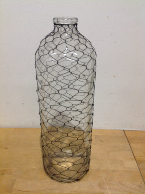 Vase- 16" Clear Glass Wire