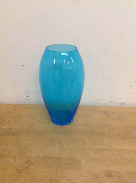 11" Clear Blue Glass Vase