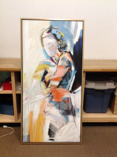60x30 Abstract Mixed Media Woman on Canvas