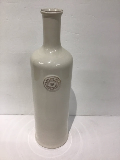 13" White Ceramic "Bottle" Vase