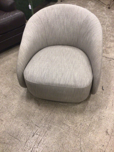 RH Grey Fabric Curved Back Armchair
