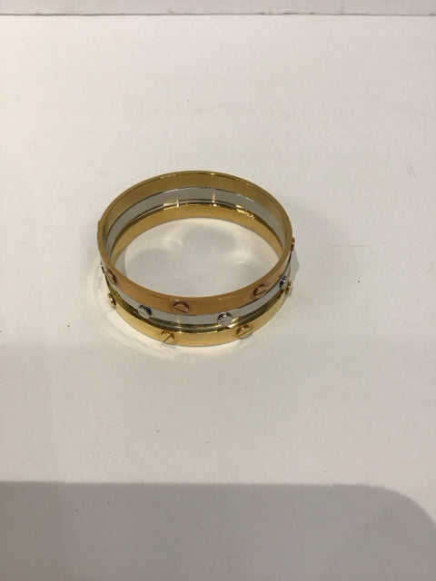 Set/3 Gold/Bronze Silver Tone Bangle Bracelets