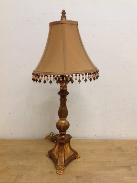 30" Gold Column Lamp w/Shade